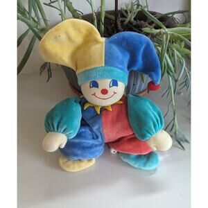 Sterntaler Velvet Harlequin Colorblock Orange Blue Yellow Musical Clown Plush